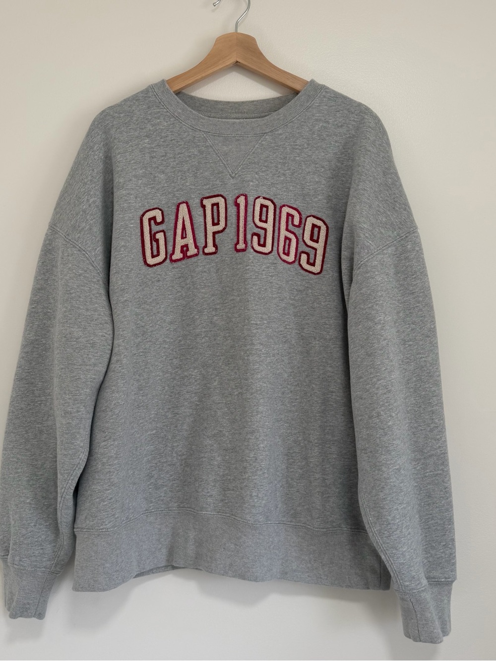 GAP Grey Crewneck Sweatshirt with Red Outline Logo